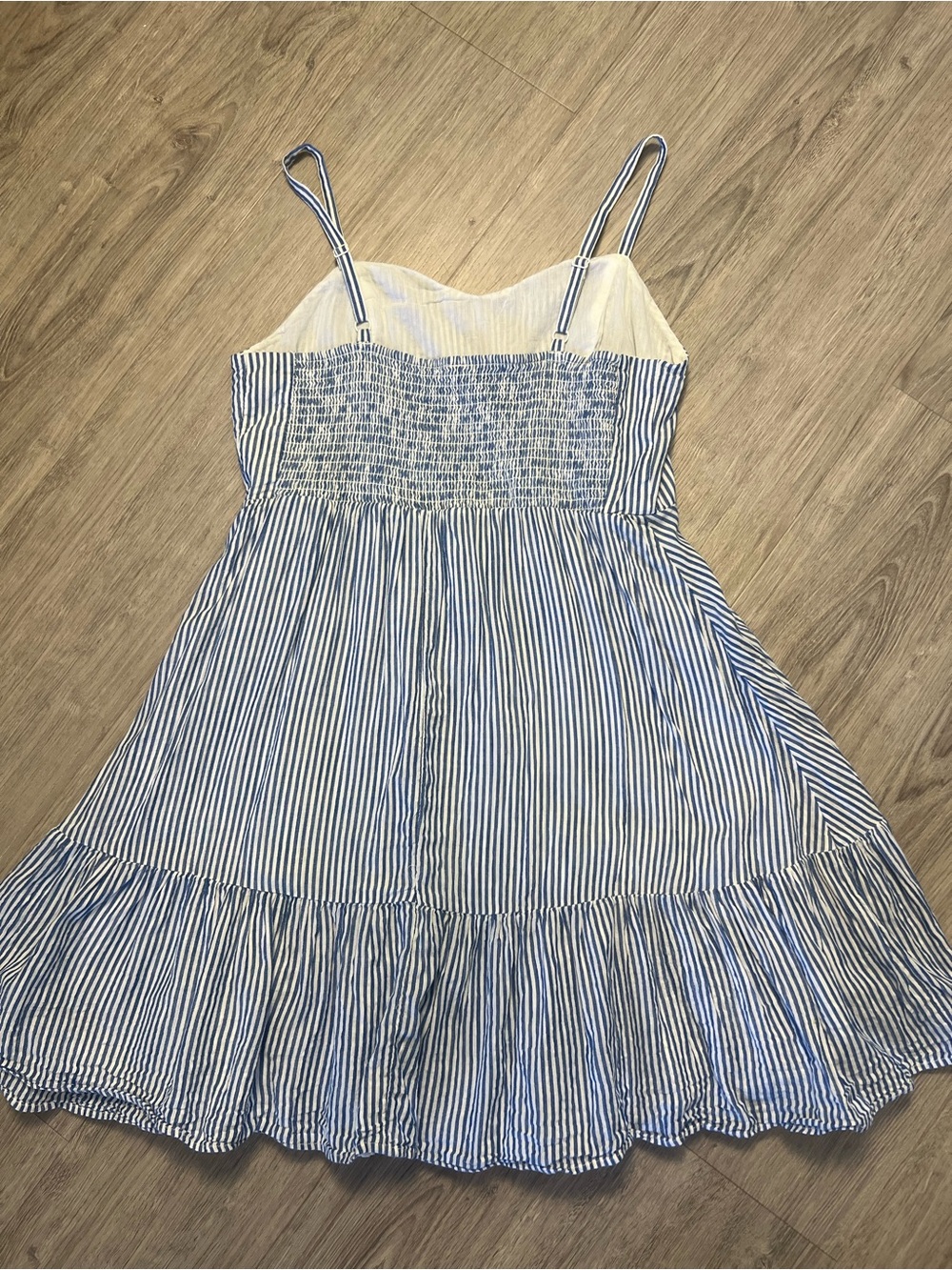 Striped Spaghetti‑Strap Day Dress - Blue & White | Cotton Blend - Picture 2 of 7